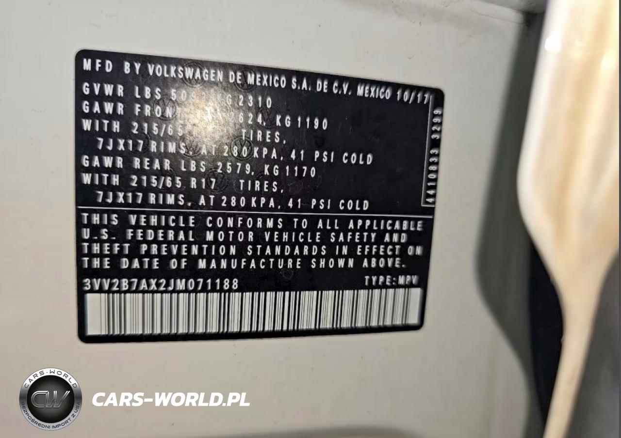 2018 Volkswagen Tiguan Se VIN:3VV2B7AX2JM071188 - 10