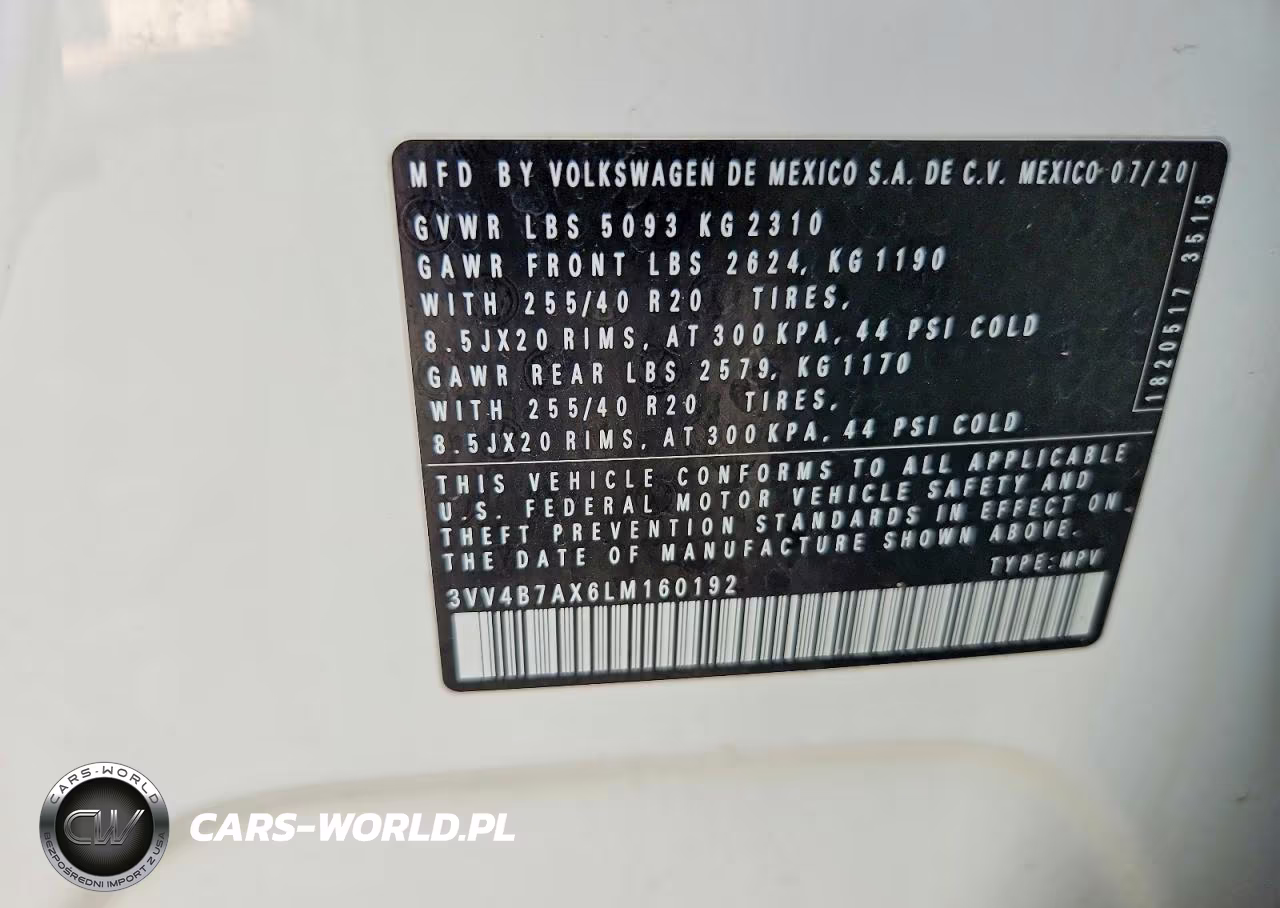 2020 Volkswagen Tiguan Sel Premium R-Line VIN:3VV4B7AX6LM160192 - 13