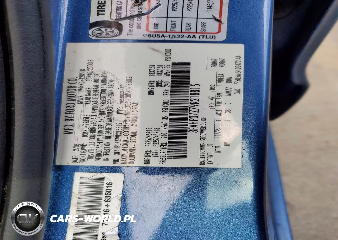 2009 Ford Fusion Se VIN:3FAHP07Z79R218815 - 12