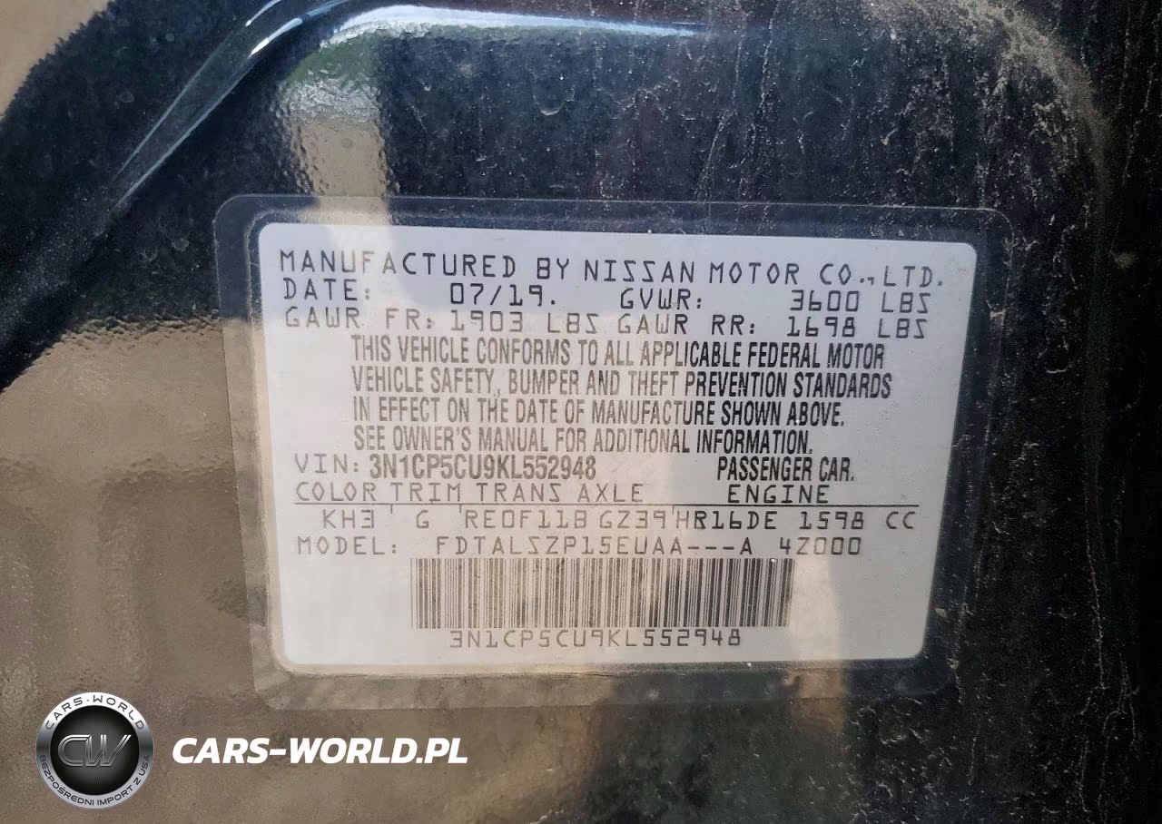 2019 Nissan Kicks Sv VIN:3N1CP5CU9KL552948 - 13