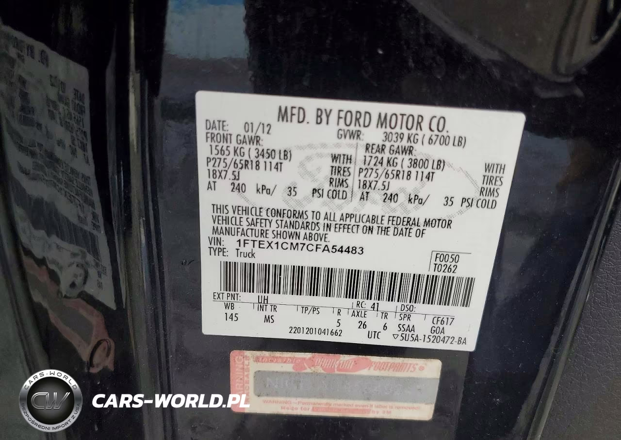 2012 Ford F150 Super Cab VIN:1FTEX1CM7CFA54483 - 12