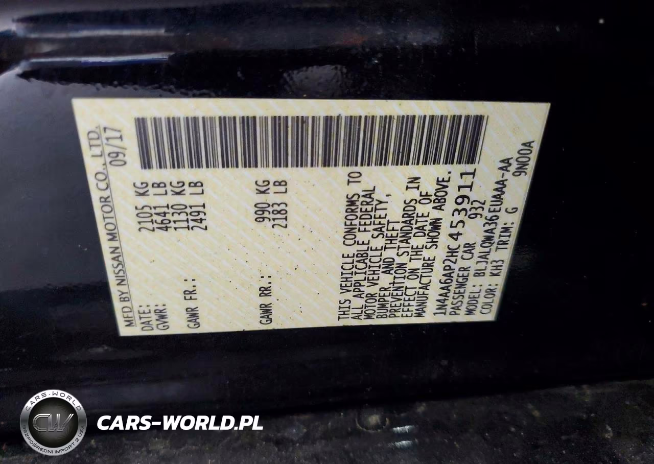 2017 Nissan Maxima 3.5 S VIN:1N4AA6AP2HC453911 - 12