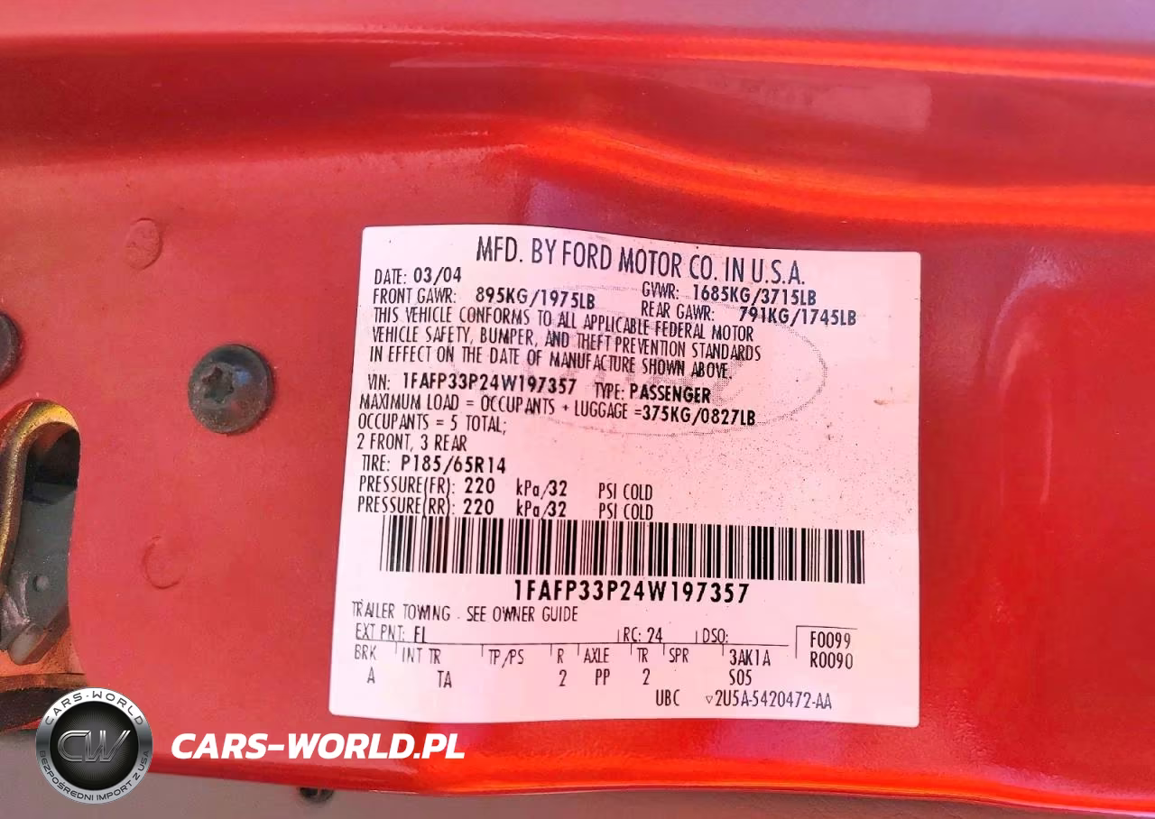 2004 Ford Focus Lx VIN:1FAFP33P24W197357 - 12