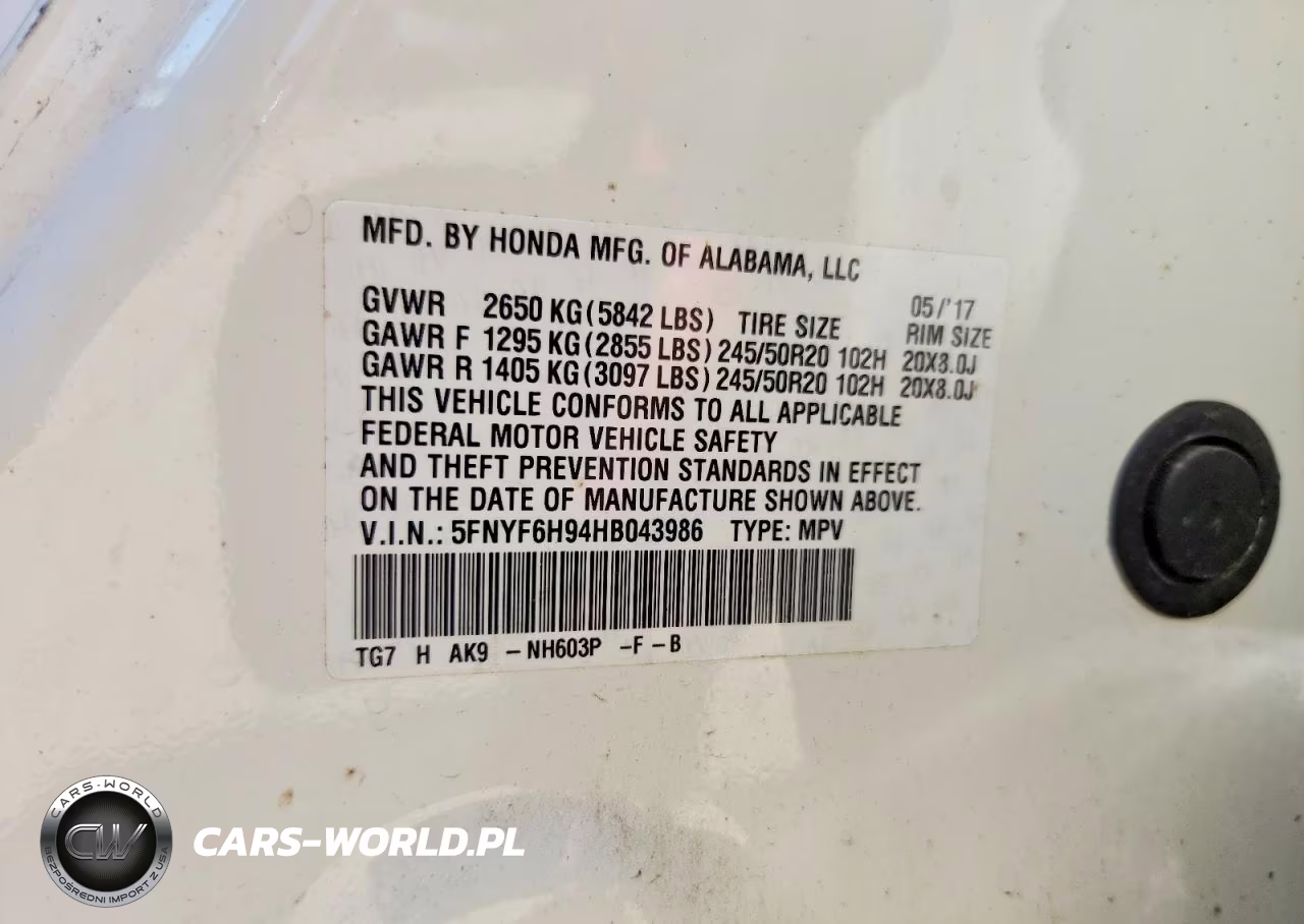 2017 Honda Pilot Touring VIN:5FNYF6H94HB043986 - 14