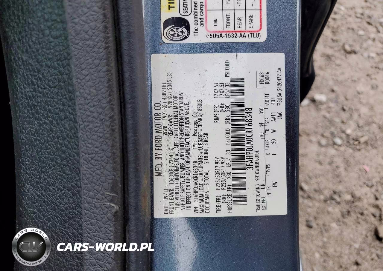 2012 Ford Fusion Sel VIN:3FAHP0JA0CR168348 - 13