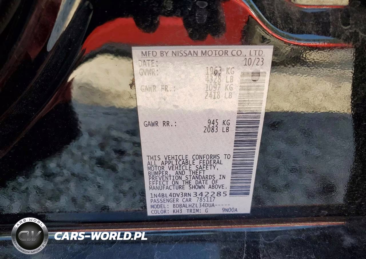 2024 Nissan Altima Sv VIN:1N4BL4DV3RN342285 - 12