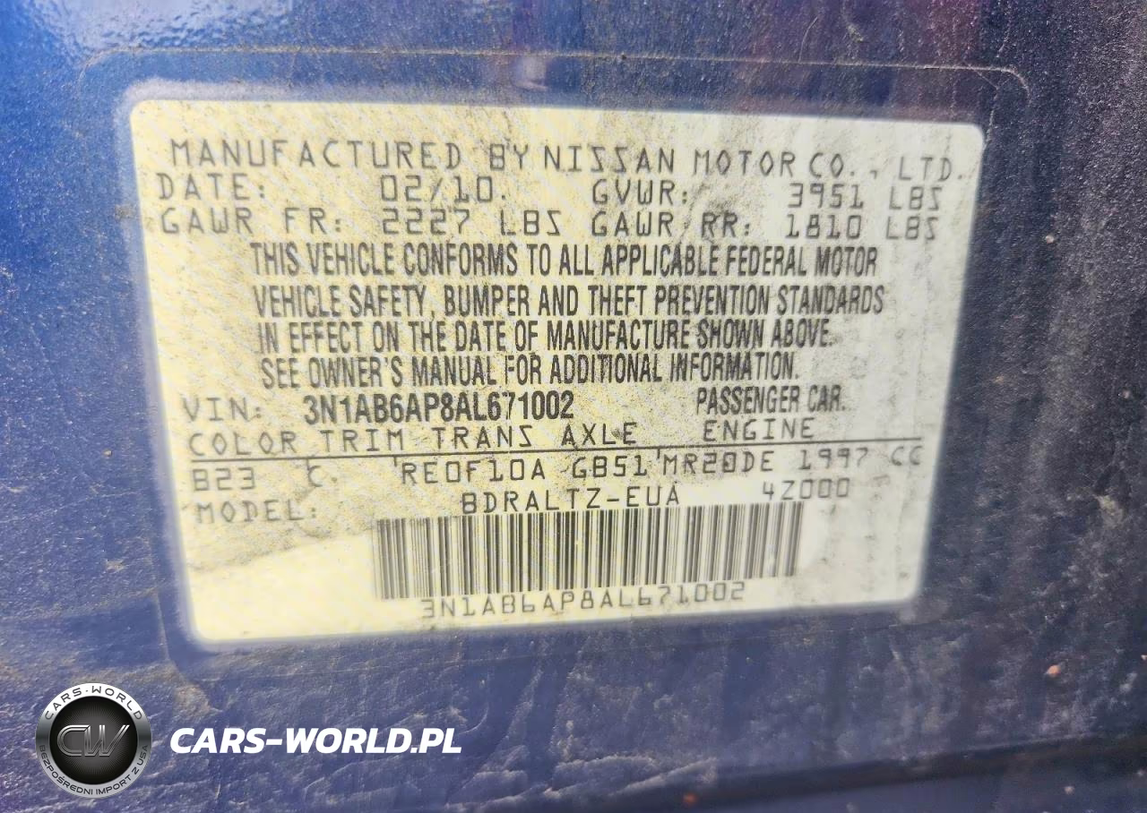 2010 Nissan Sentra 2.0 VIN:3N1AB6AP8AL671002 - 12
