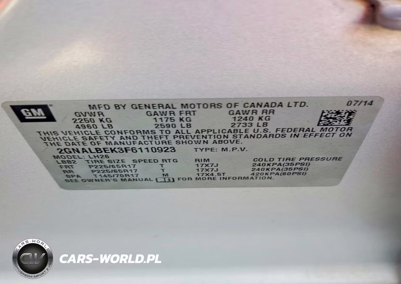 2015 Chevrolet Equinox Lt VIN:2GNALBEK3F6110923 - 12