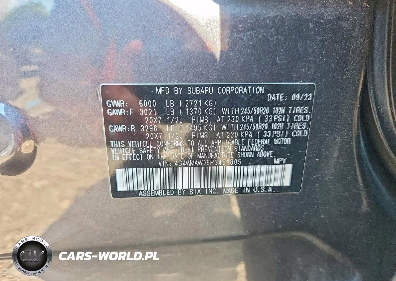 2023 Subaru Ascent Touring VIN:4S4WMAWD6P3461805 - 13