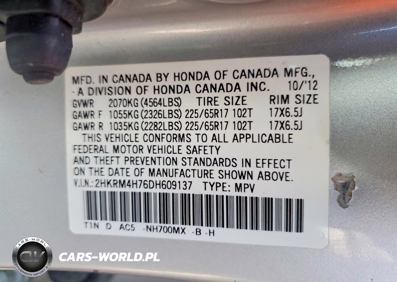 2013 Honda Cr-V Exl VIN:2HKRM4H76DH609137 - 12