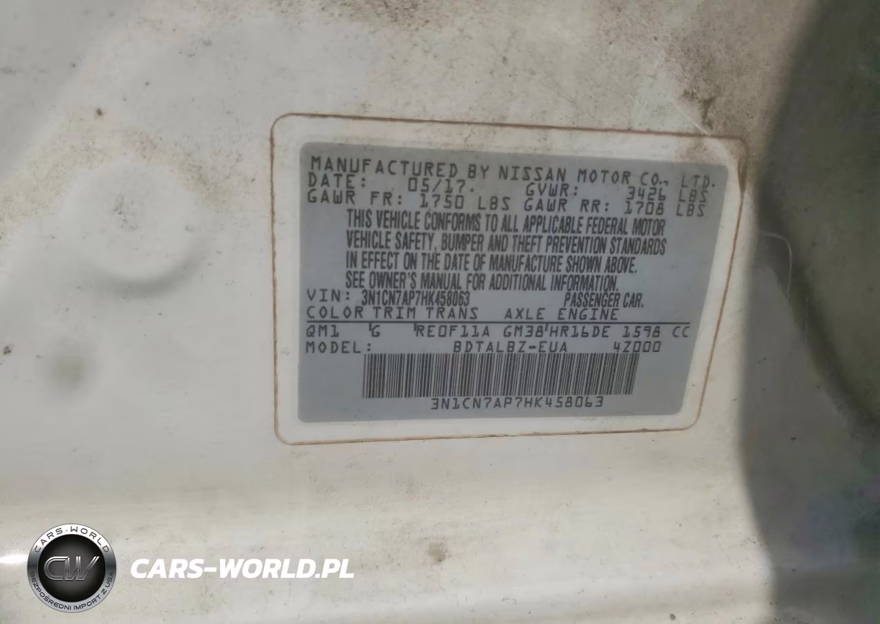 2017 Nissan Versa 1.6 Sv VIN:3N1CN7AP7HK458063 - 12