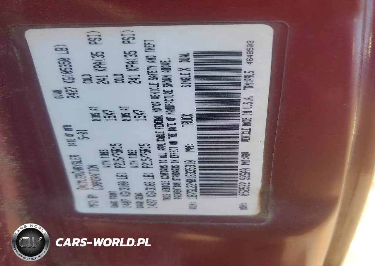 2001 Dodge Dakota VIN:1B7GL22N01S335310 - 12