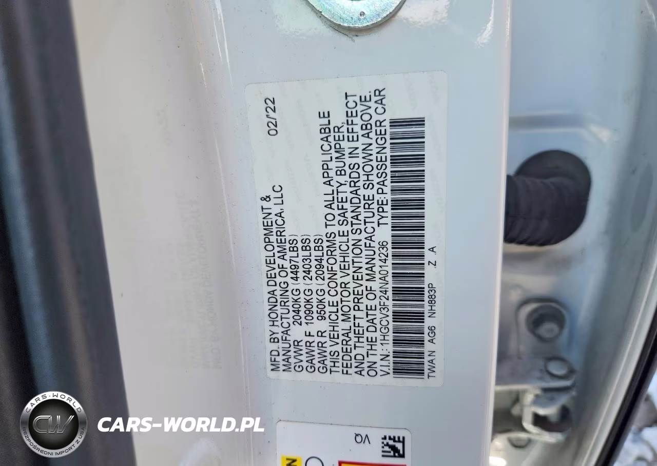2022 Honda Accord Hybrid Sport VIN:1HGCV3F24NA014236 - 12