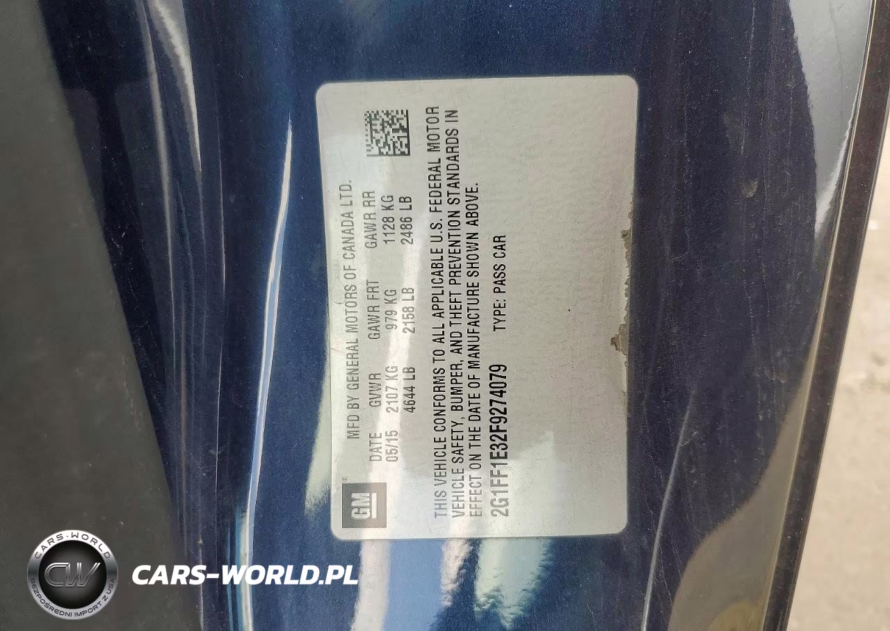 2015 Chevrolet Camaro Lt VIN:2G1FF1E32F9274079 - 12
