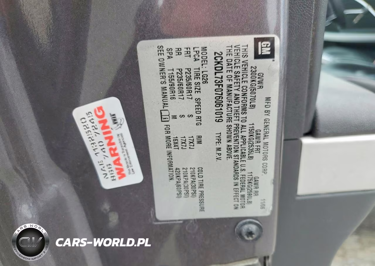 2007 Pontiac Torrent VIN:2CKDL73F076061019 - 13