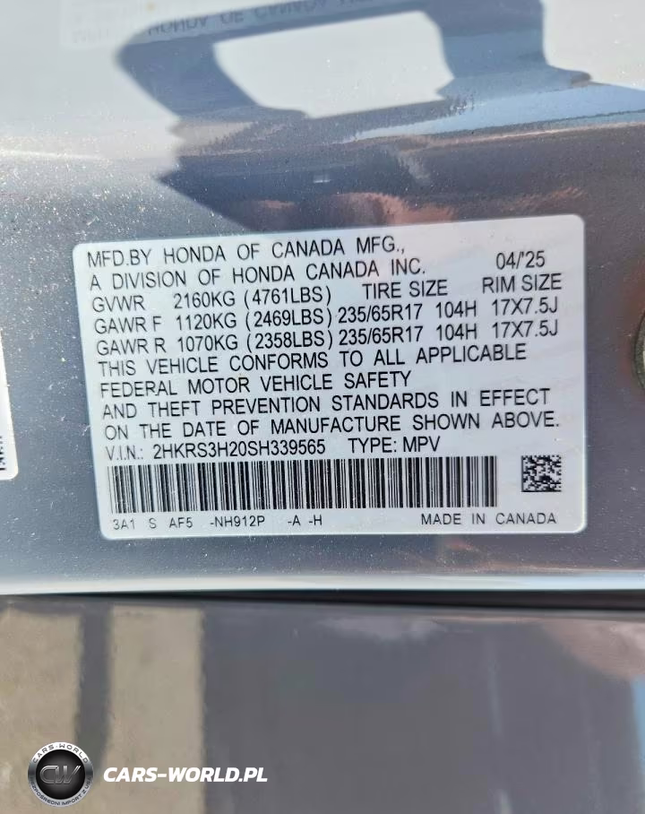 2025 Honda Cr-V Lx VIN:2HKRS3H20SH339565 - 14