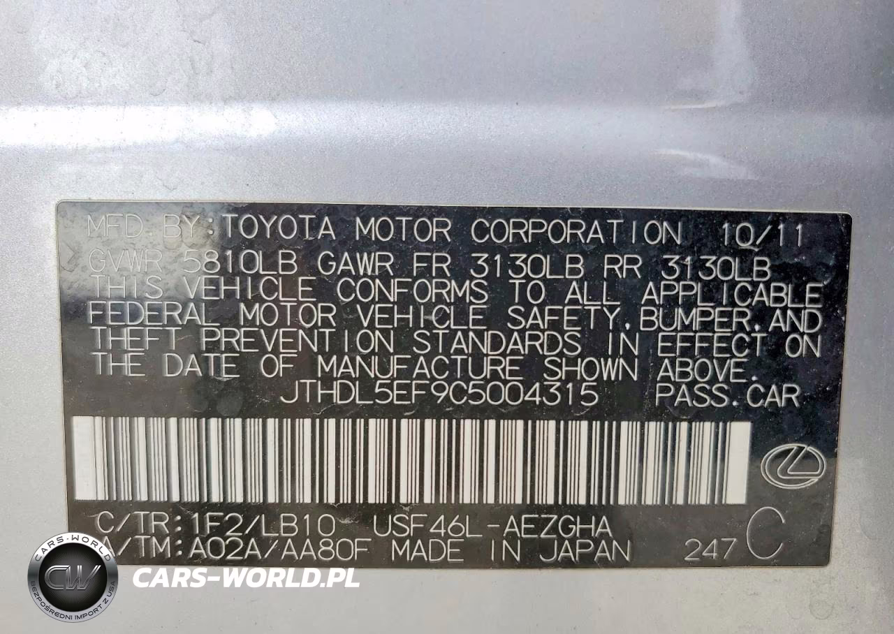 2012 Lexus Ls 460L VIN:JTHDL5EF9C5004315 - 12