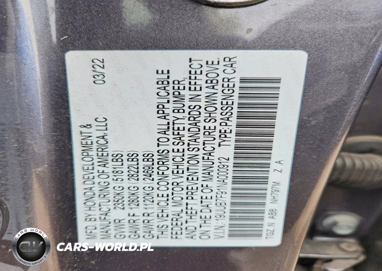 2022 Acura Tlx Type S VIN:19UUB7F91NA000912 - 12