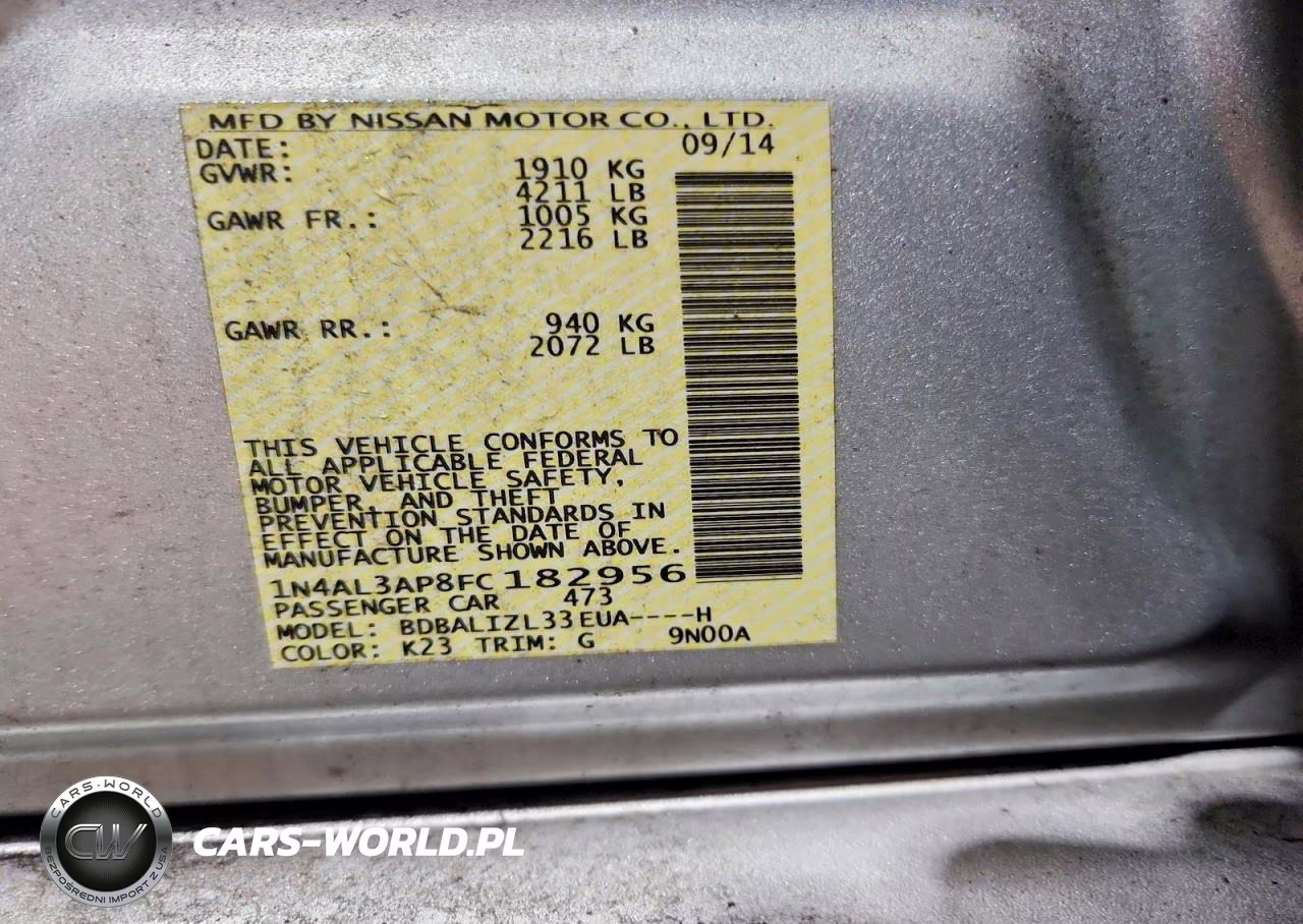 2015 Nissan Altima 2.5 Sv VIN:1N4AL3AP8FC182956 - 12