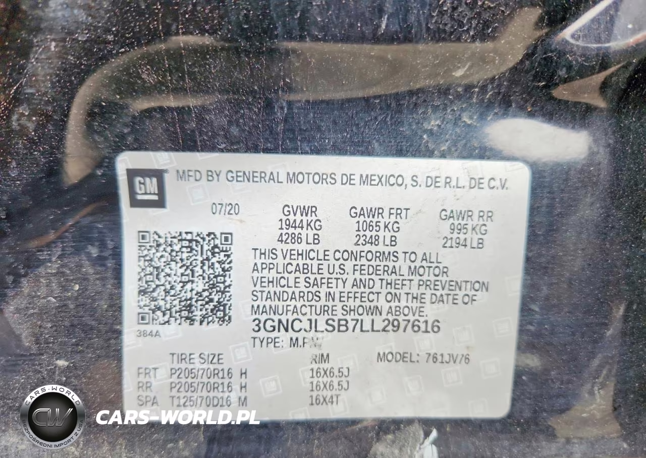 2020 Chevrolet Trax 1Lt VIN:3GNCJLSB7LL297616 - 13