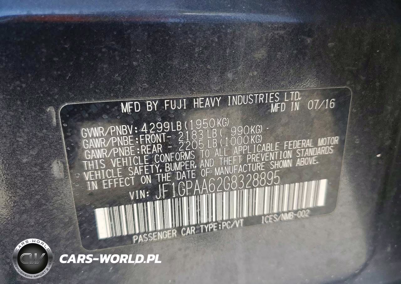 2016 Subaru Impreza VIN:JF1GPAA62G8328895 - 12