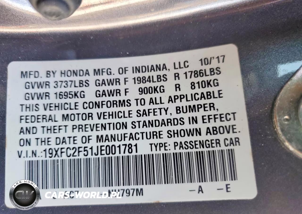 HONDA CIVIC LX VIN:19XFC2F51JE001781 - 12