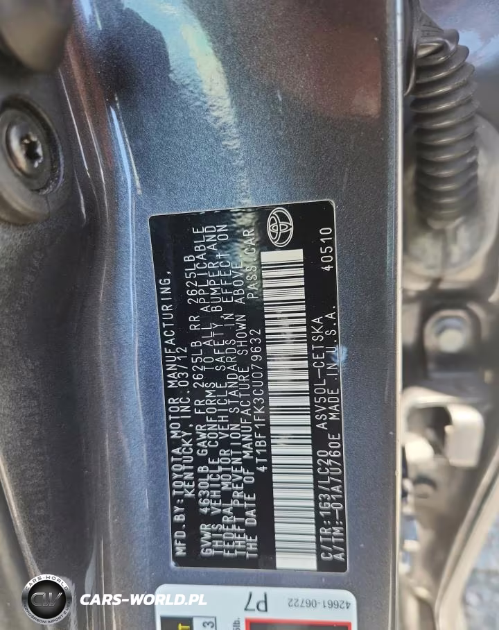 2012 Toyota Camry Se VIN:4T1BF1FK3CU079632 - 12