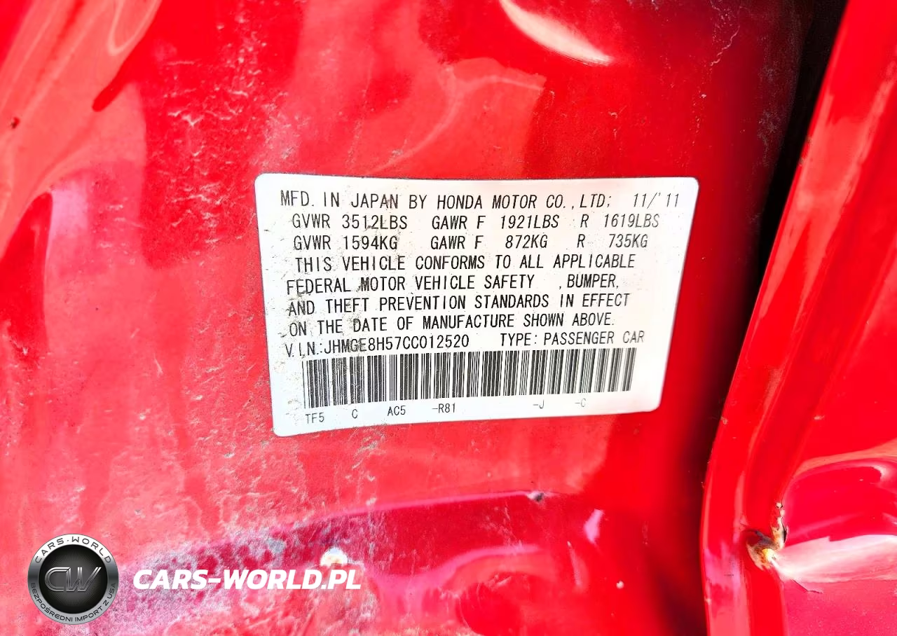 2012 Honda Fit Sport VIN:JHMGE8H57CC012520 - 12