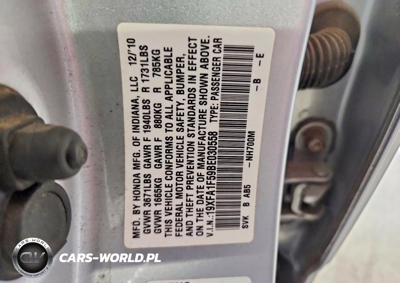 2011 Honda Civic Lx VIN:19XFA1F59BE030558 - 12
