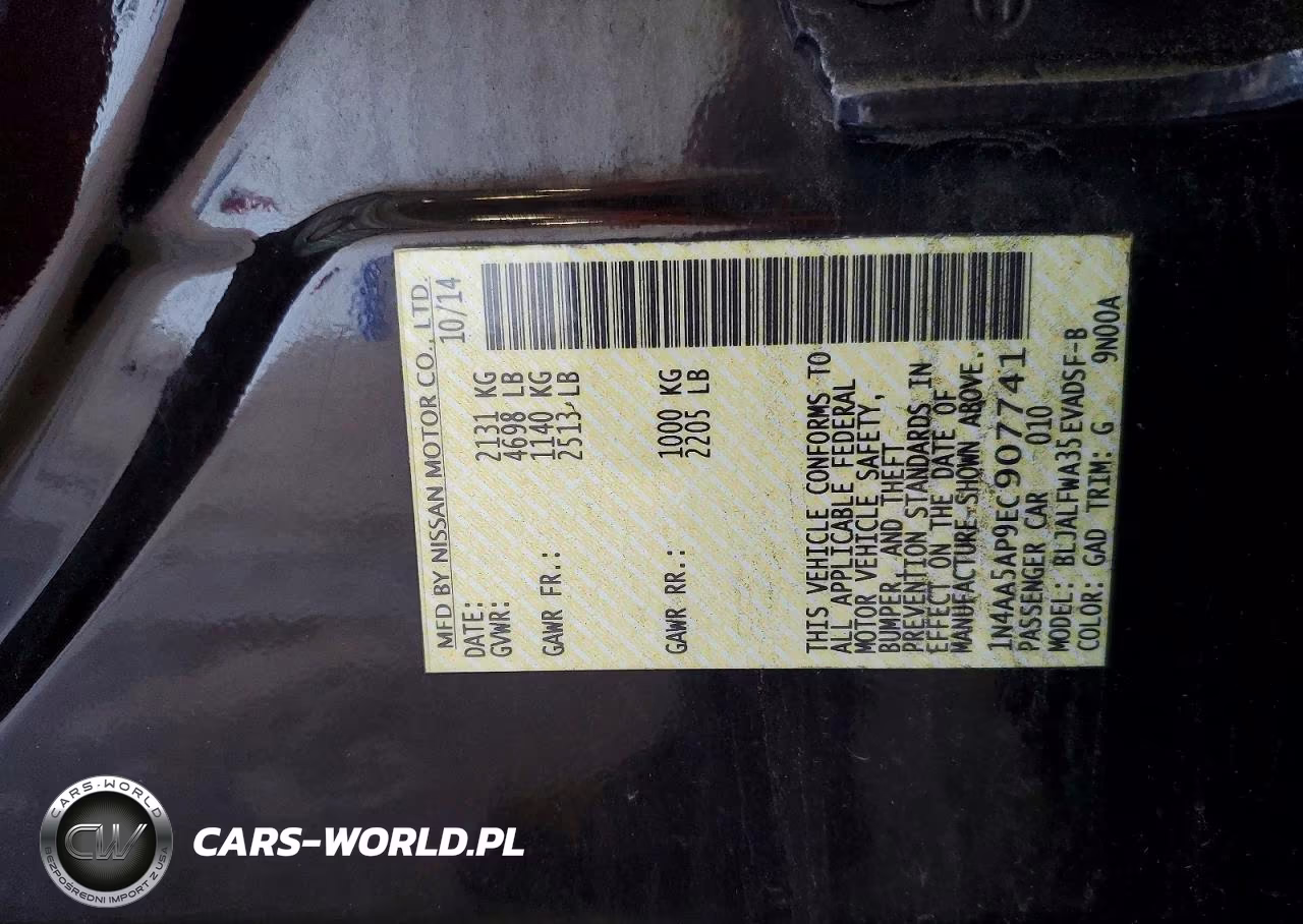 2014 Nissan Maxima 3.5 S VIN:1N4AA5AP9EC907741 - 12