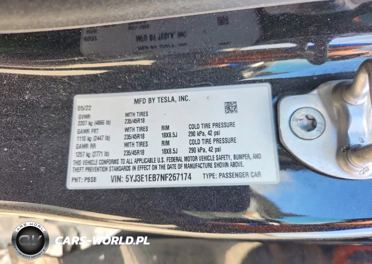 2022 Tesla Model 3 VIN:5YJ3E1EB7NF267174 - 12