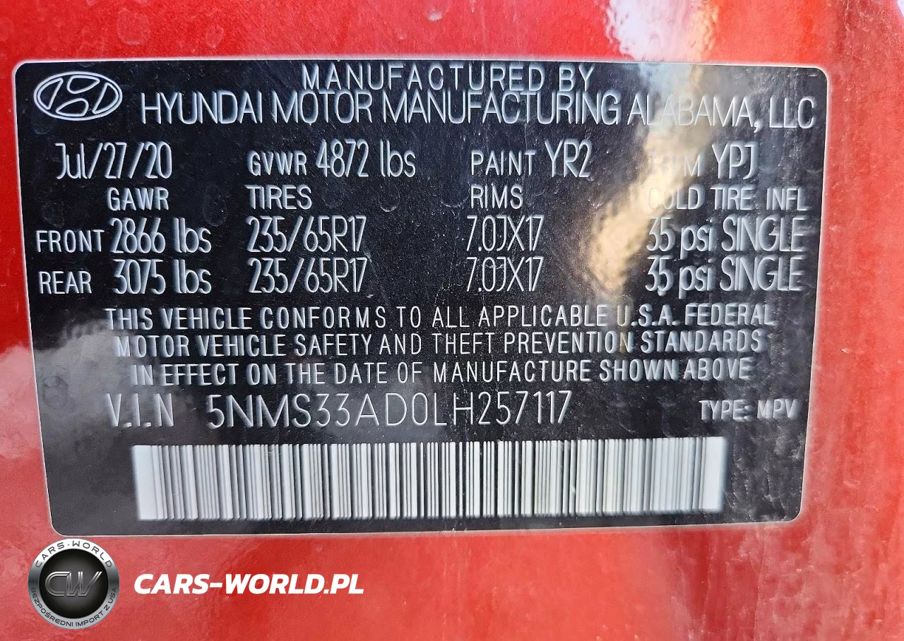 2020 Hyundai Santa Fe Sel VIN:5NMS33AD0LH257117 - 13