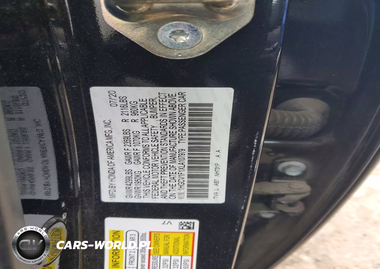 2020 Honda Accord Lx VIN:1HGCV1F1XLA107979 - 12