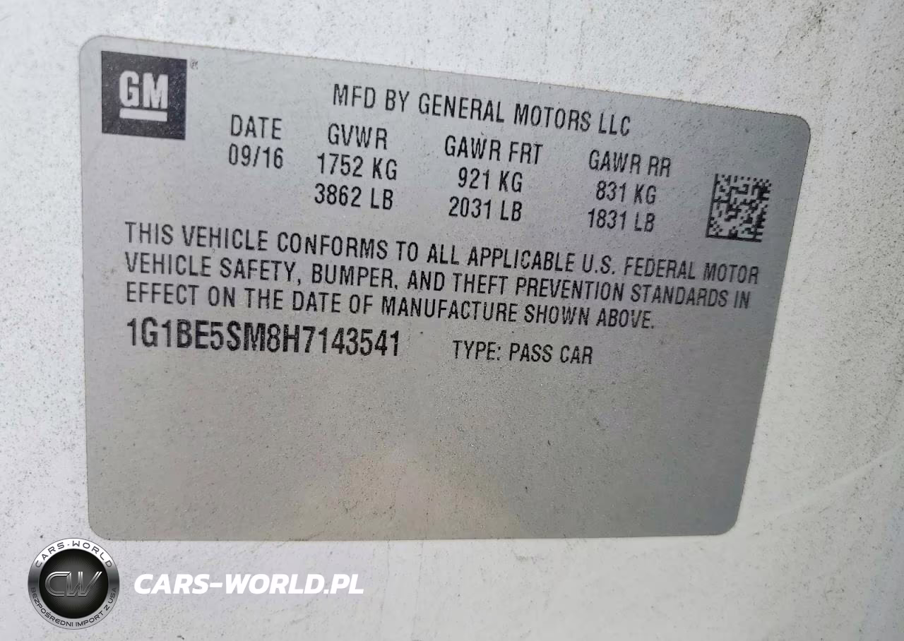 2017 Chevrolet Cruze Lt VIN:1G1BE5SM8H7143541 - 12