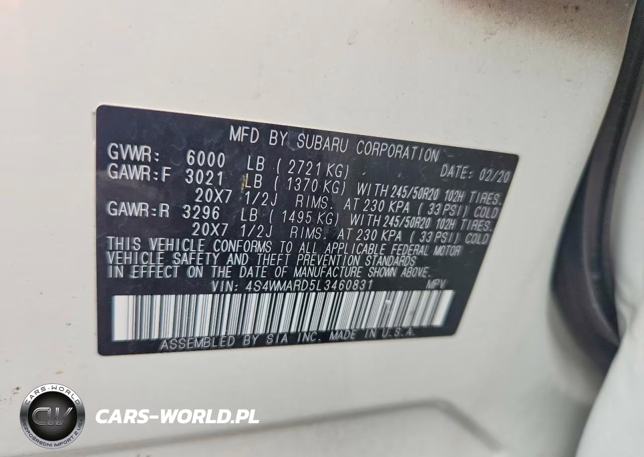 2020 Subaru Ascent Touring VIN:4S4WMARD5L3460831 - 12