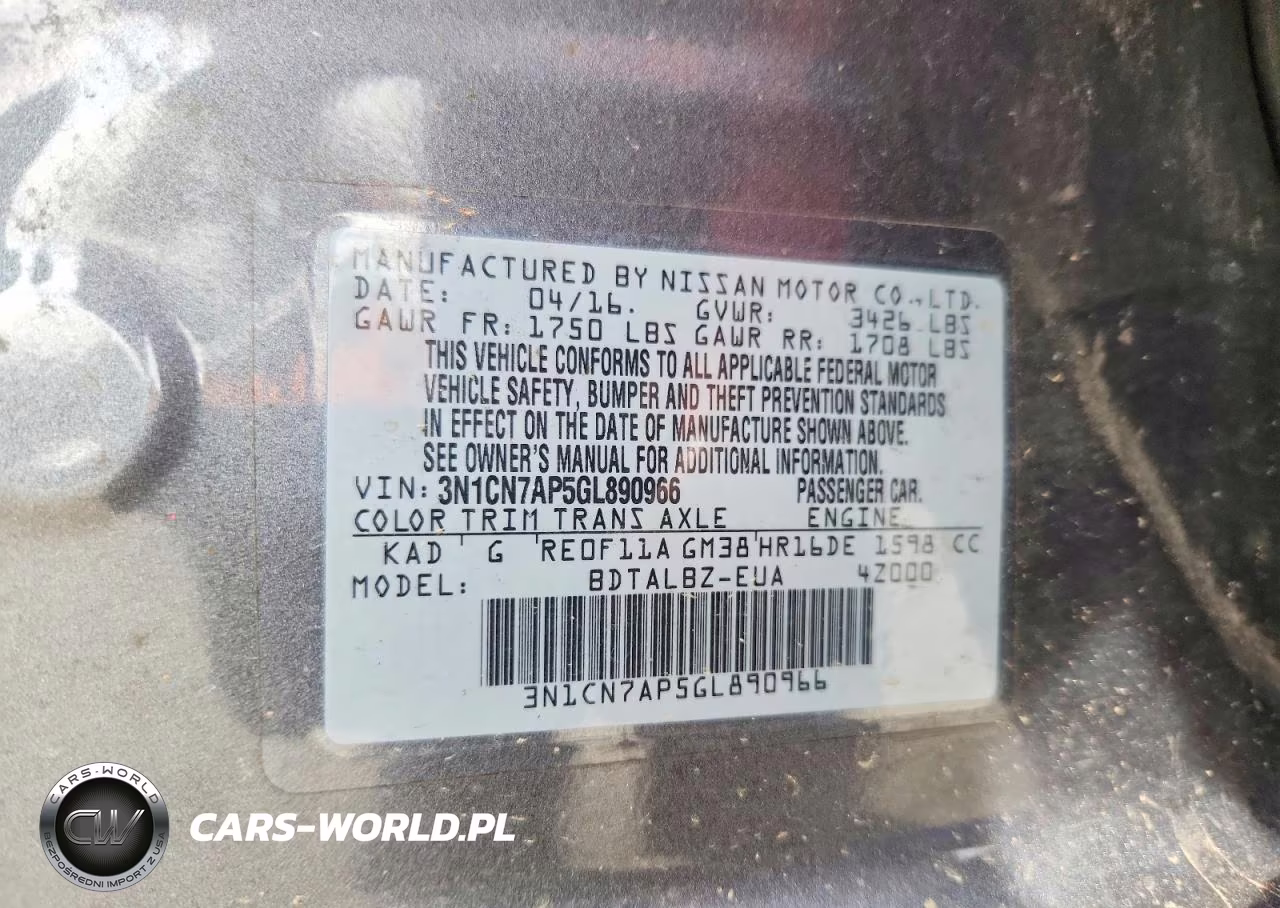 2016 Nissan Versa 1.6 Sv VIN:3N1CN7AP5GL890966 - 12