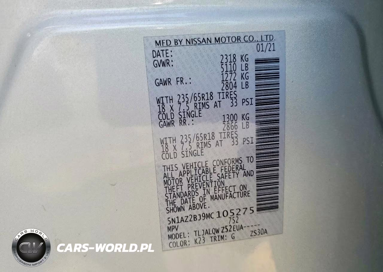 2021 Nissan Murano Sv VIN:5N1AZ2BJ9MC105275 - 13