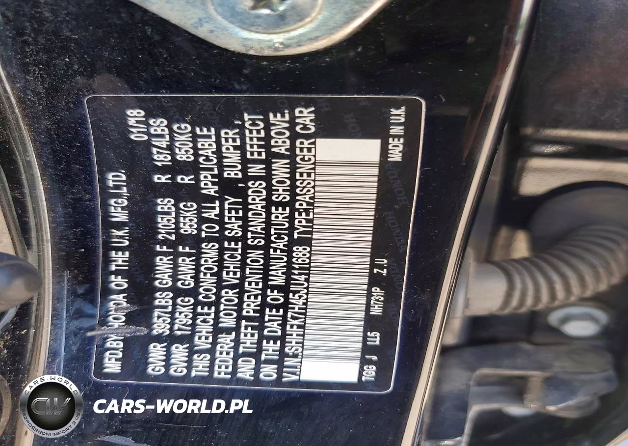 2018 Honda Civic Sport VIN:SHHFK7H45JU411688 - 12