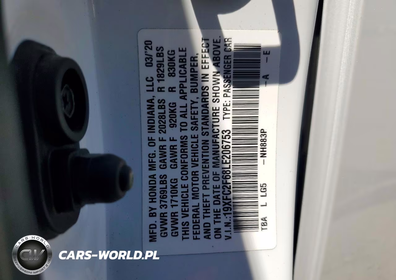 2020 Honda Civic Lx VIN:19XFC2F68LE206753 - 12