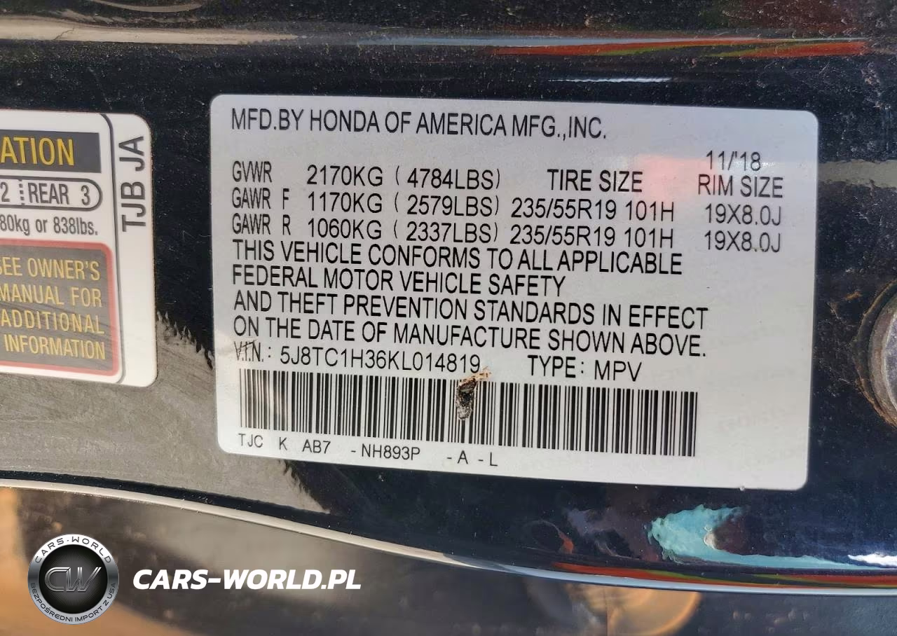 2019 Acura Rdx VIN:5J8TC1H36KL014819 - 14