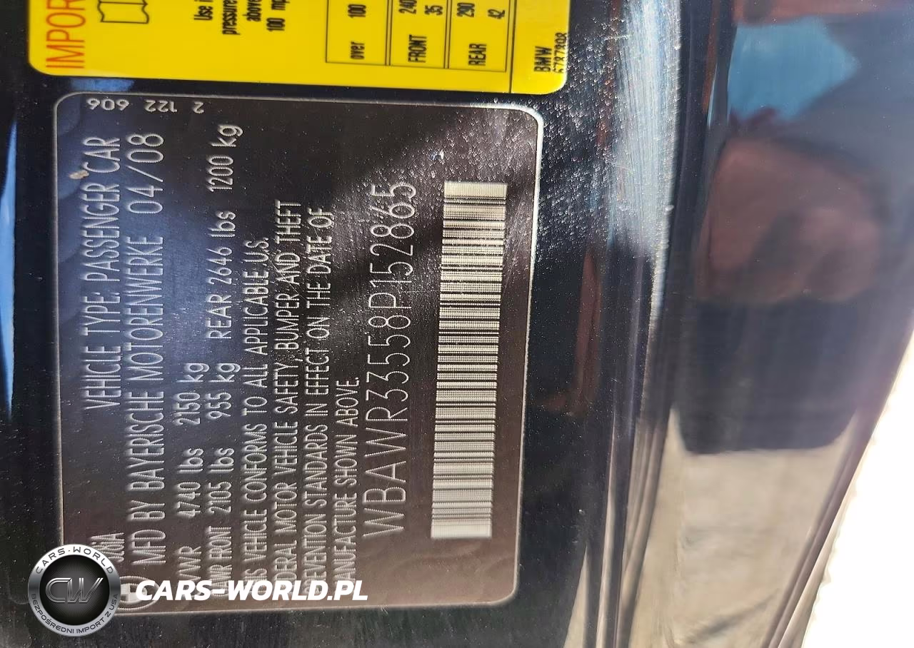 2008 BMW 328 I Sulev VIN:WBAWR33558P152865 - 12