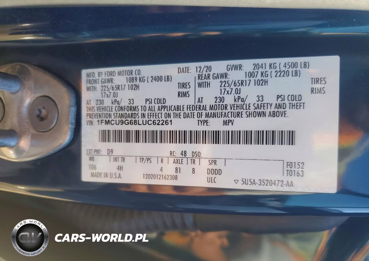 2020 Ford Escape Se VIN:1FMCU9G68LUC62261 - 13