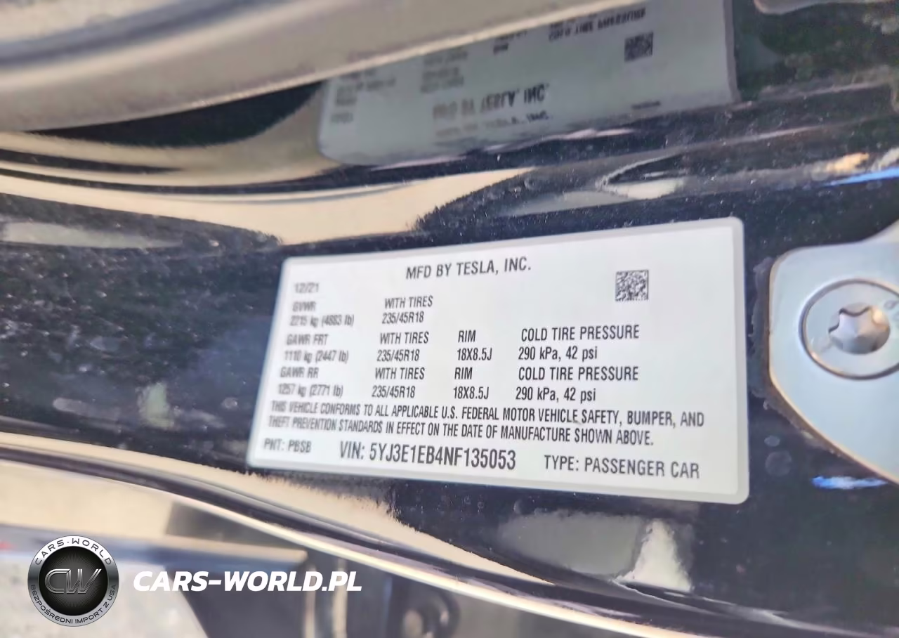 2022 Tesla Model 3 VIN:5YJ3E1EB4NF135053 - 12