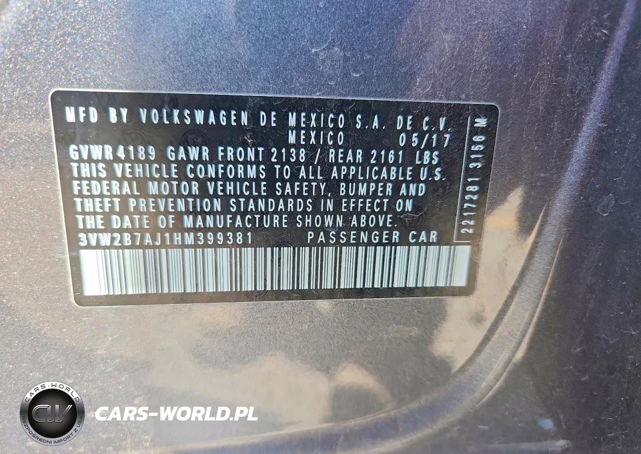 2017 Volkswagen Jetta S VIN:3VW2B7AJ1HM399381 - 12