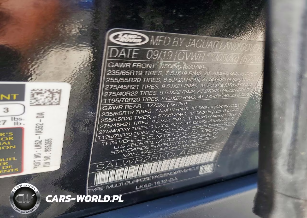 2020 Land Rover Range Rover Sport Hse VIN:SALWR2RK0LA896355 - 13