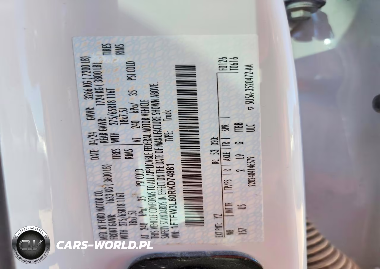 2024 Ford F150 Xlt VIN:1FTFW3L80RKD74881 - 13