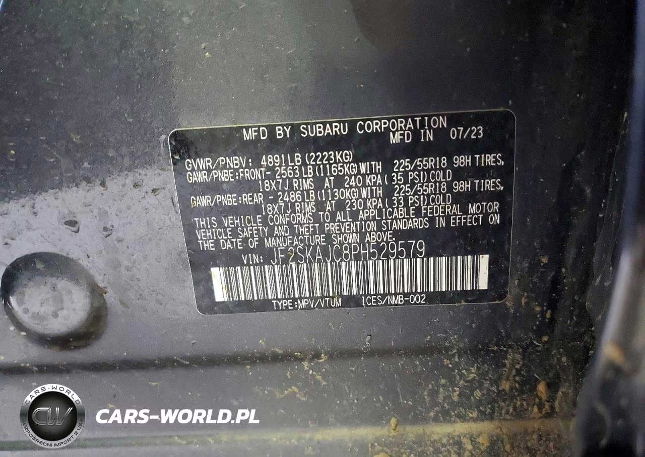 2023 Subaru Forester Sport VIN:JF2SKAJC8PH529579 - 12
