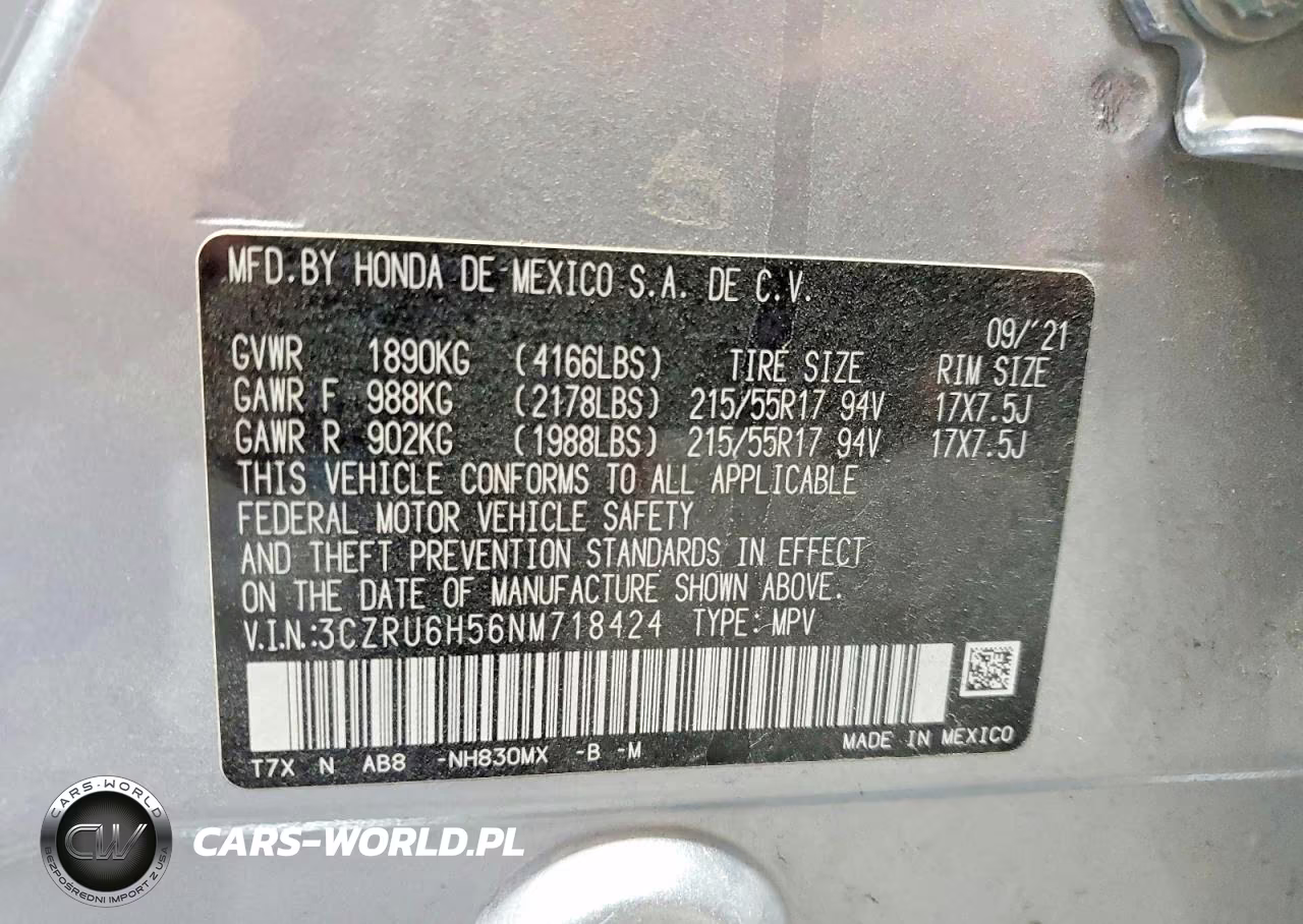 2022 Honda Hr-V Ex VIN:3CZRU6H56NM718424 - 13