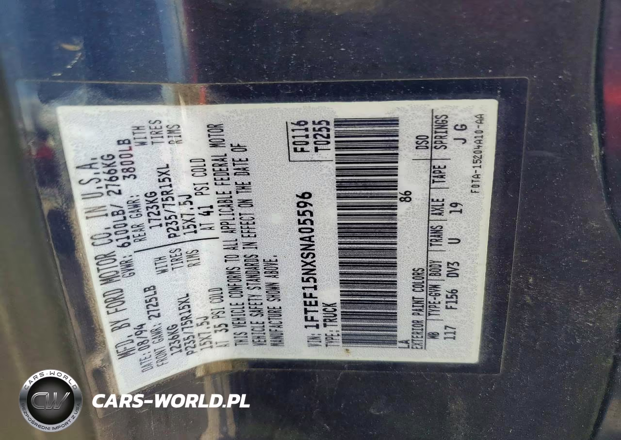1995 Ford F150 VIN:1FTEF15NXSNA05596 - 12