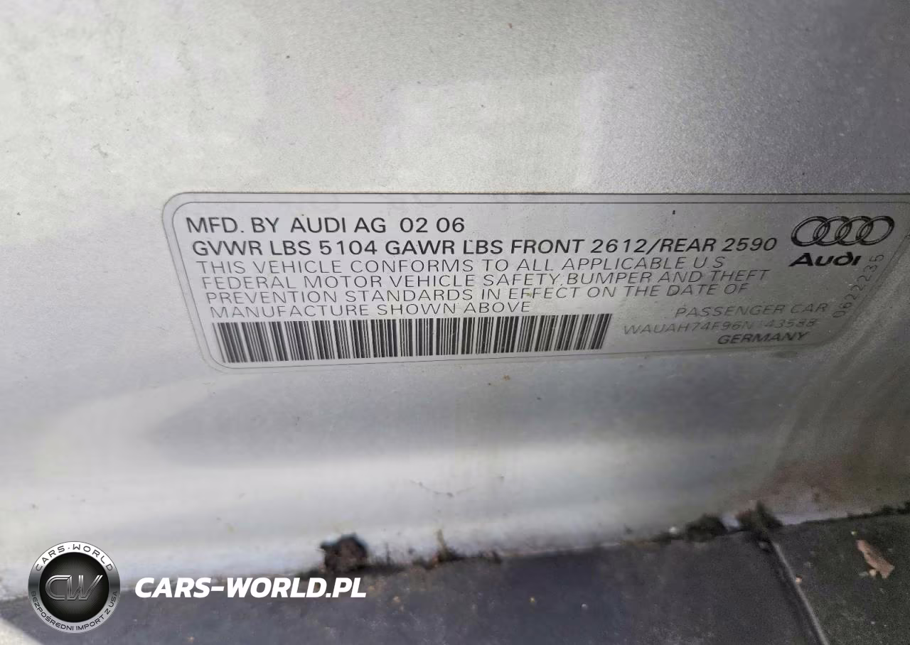 2006 Audi A6 3.2 VIN:WAUAH74F96N143588 - 12
